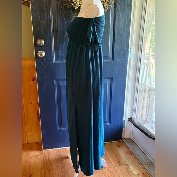 Elegant Teal Off-Shoulder Maxi Dress w/ Side Slit size Small - Picture 9 of 13